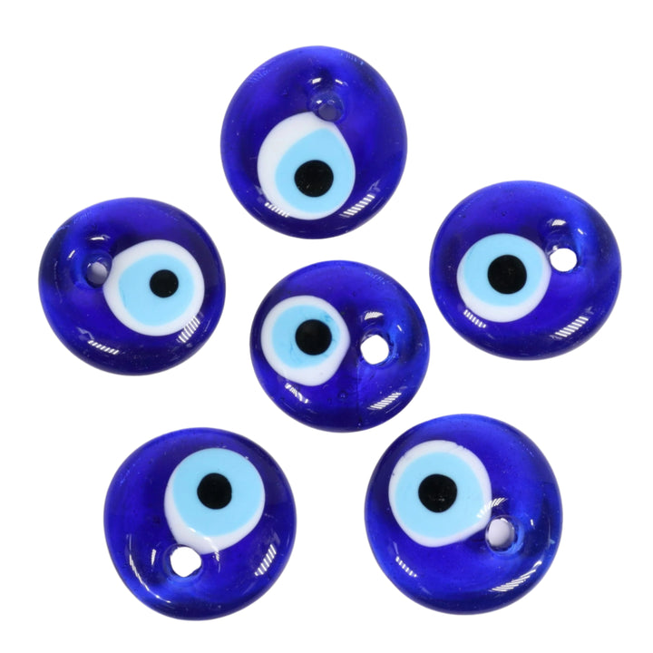 Handmade Flat Lampwork Nazar/Evil Eye, with Hole, 1.5" Inch