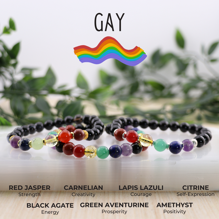 Pulseras de piedras preciosas naturales LGBTQ+ para gays