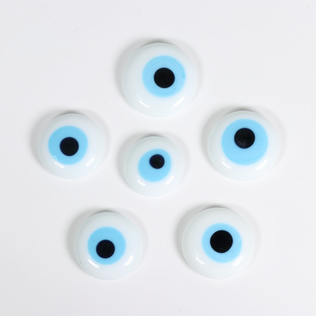 Nazar/mauvais œil en lampwork blanc plat fait main, 2,5 cm