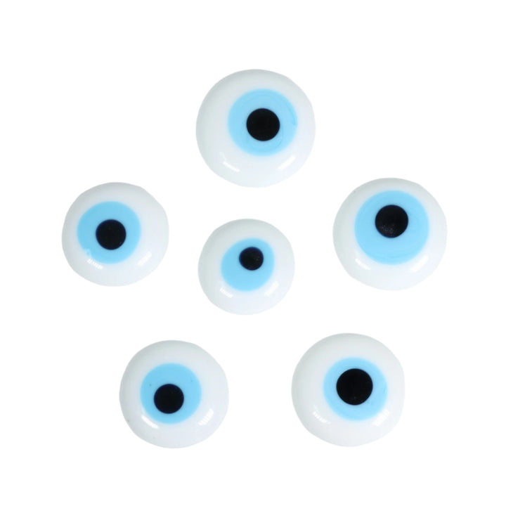 Handmade White Flat Lampwork Nazar/Evil Eye, 1" Inch