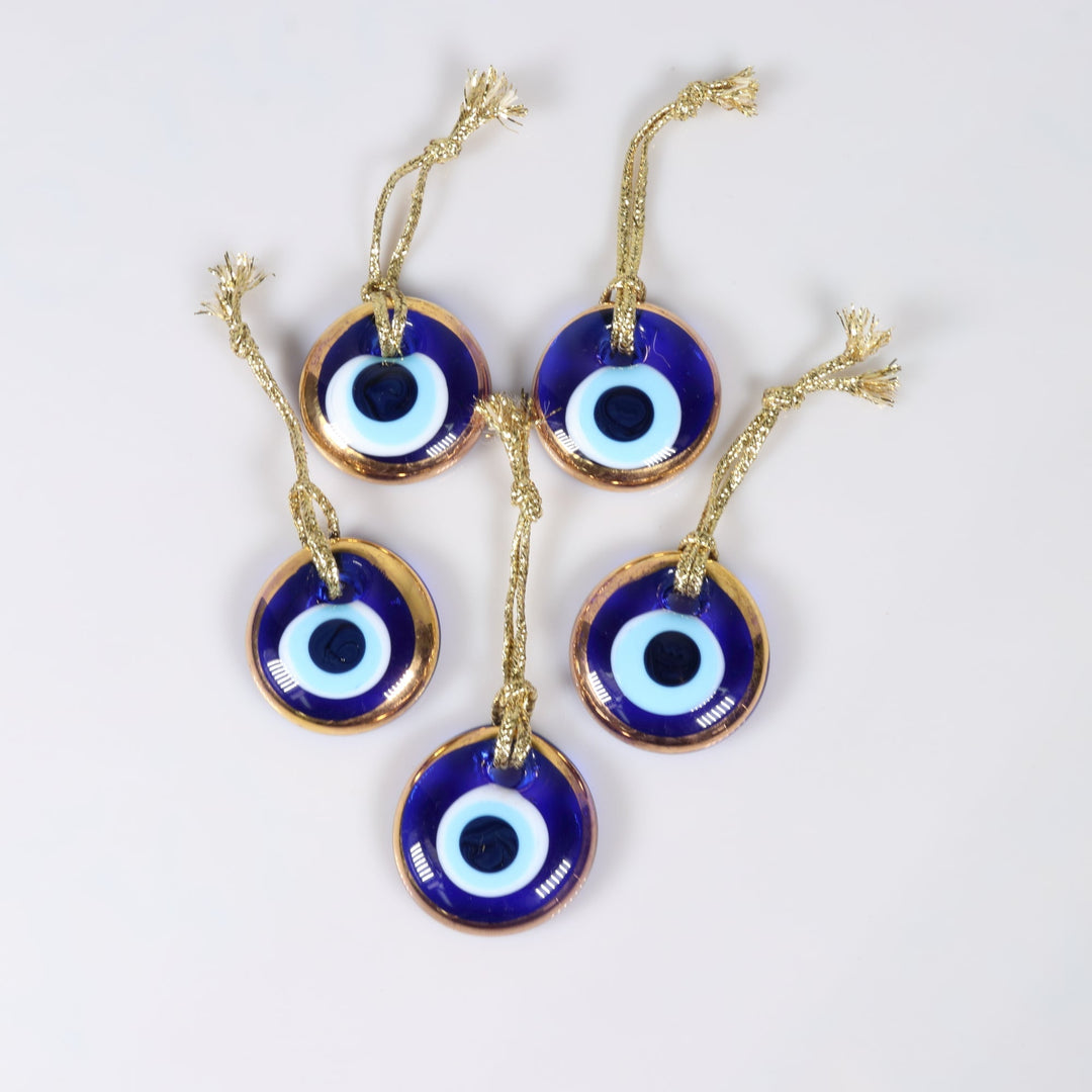 Ojo de Nazaret/Mal de Murano plano, hecho a mano, bañado en oro, 3,8 cm