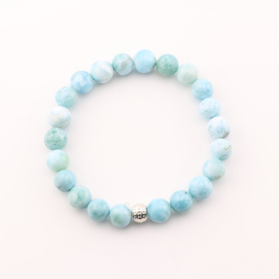 Cadeau de Noël spécial - Bracelet en pierre de larimar naturelle - Sans métal, 8 mm