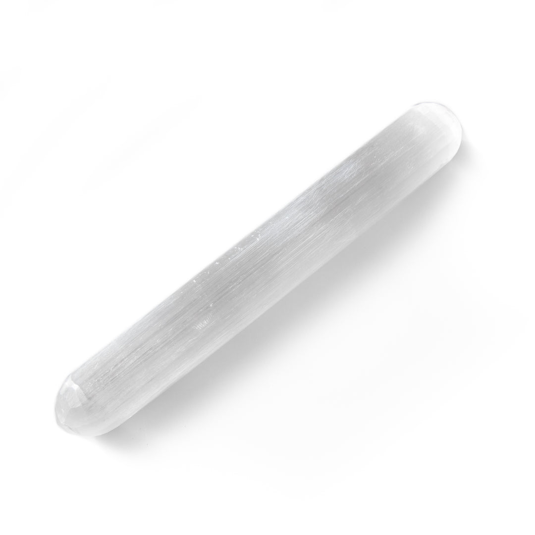 Varita de masaje de selenita natural - Cristal de selenita de 15 cm - Piedra curativa limpiadora y regeneradora