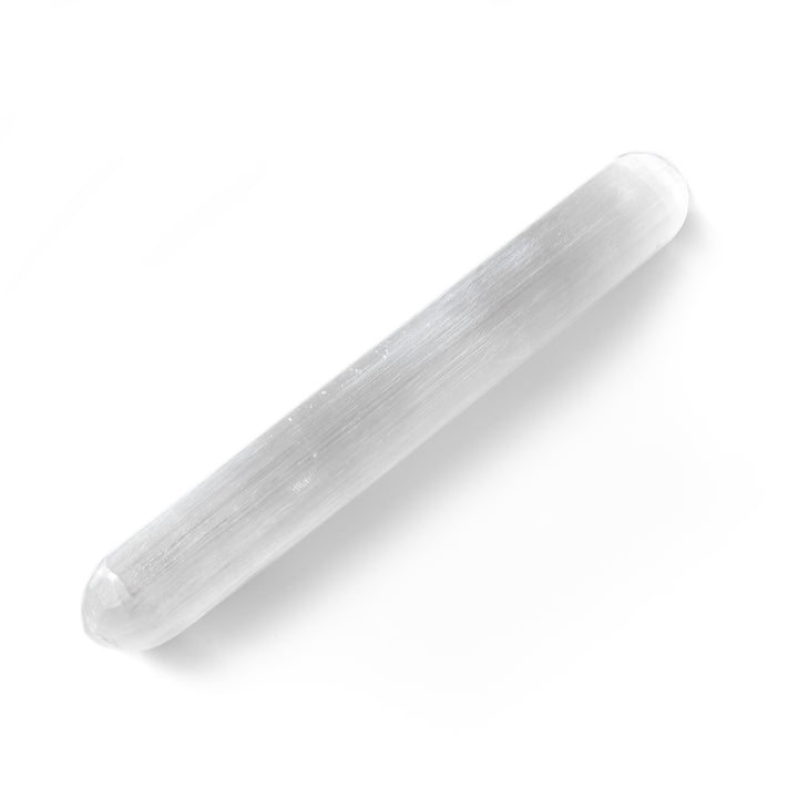 Varita de masaje de selenita natural - Cristal de selenita de 15 cm - Piedra curativa limpiadora y regeneradora