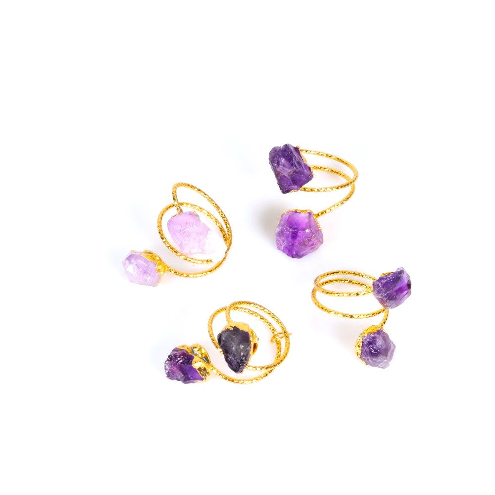 Natural Amethyst Raw Ring for Women & Men - Gemstone Ring Jewelry Gift