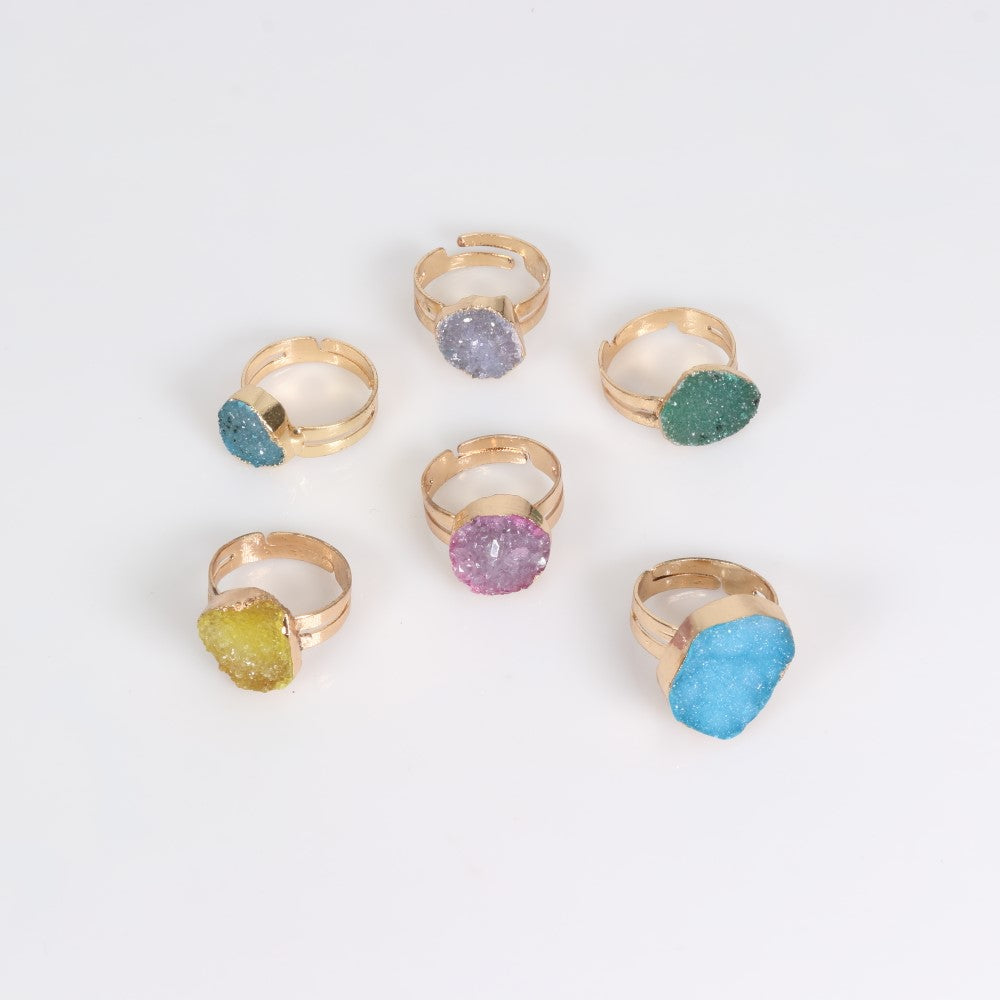 Natural Druze Raw Gemstone Ring for Women & Men - Gemstone Ring Jewelry Gift