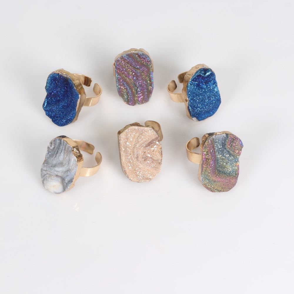 Natural Druze Raw Gemstone Ring for Women & Men - Gemstone Ring Jewelry Gift