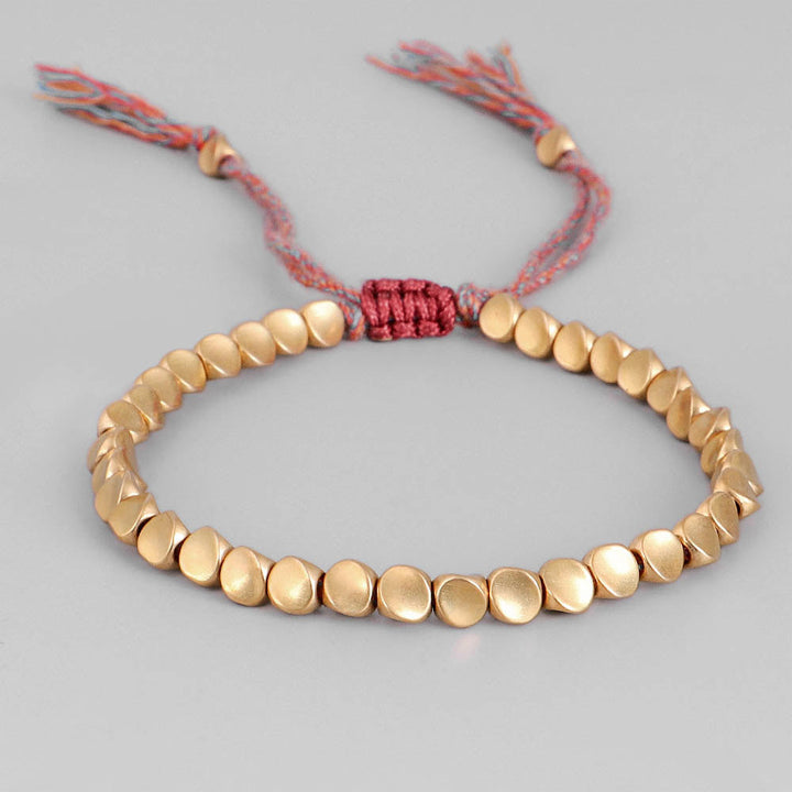 Adjustable Copper Bracelet with Colored String — Red, Blue, Black & Multicolor Options
