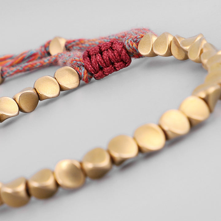 Adjustable Copper Bracelet with Colored String — Red, Blue, Black & Multicolor Options
