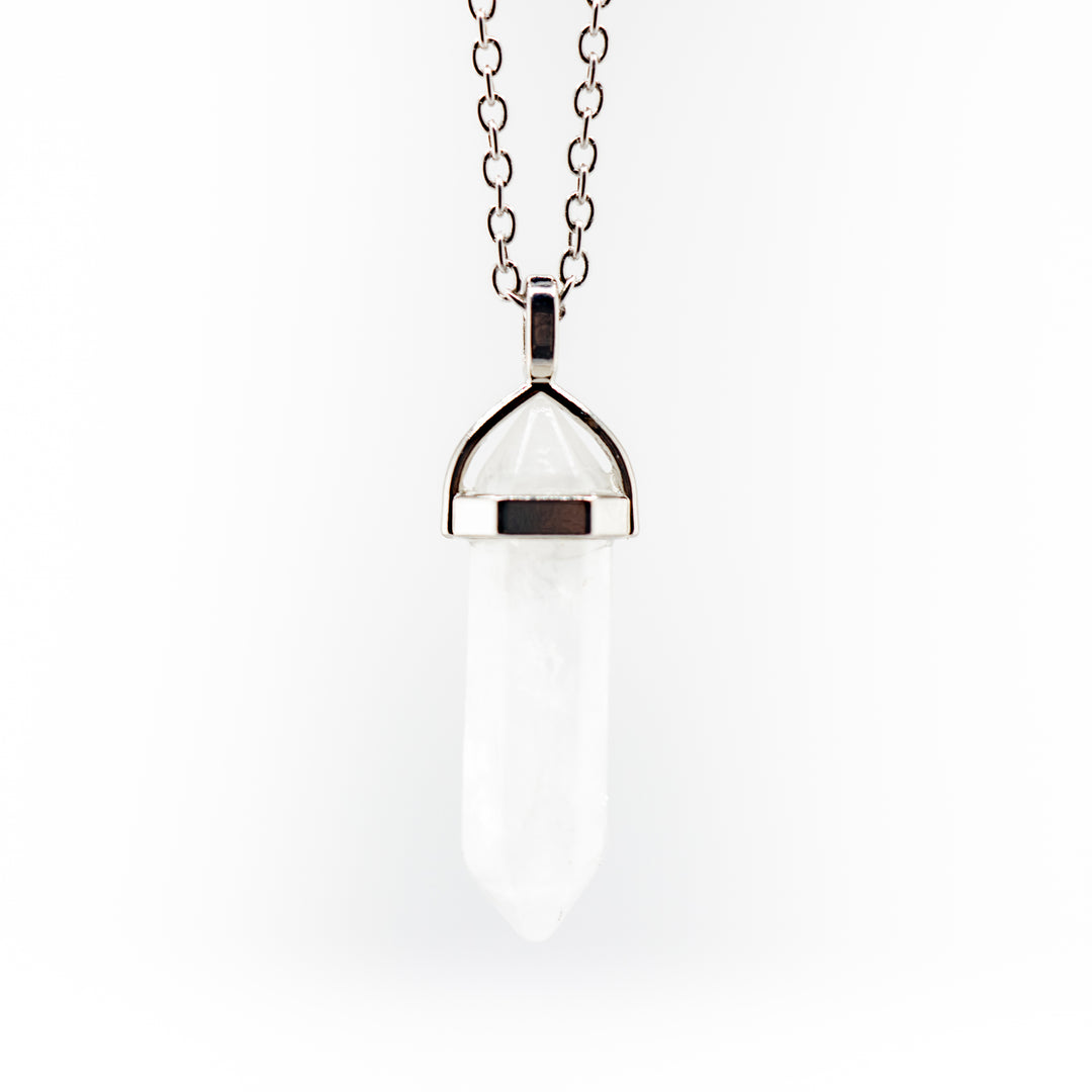 Clear Quartz Point Pendant Necklace - Handcrafted Crystal Jewelry