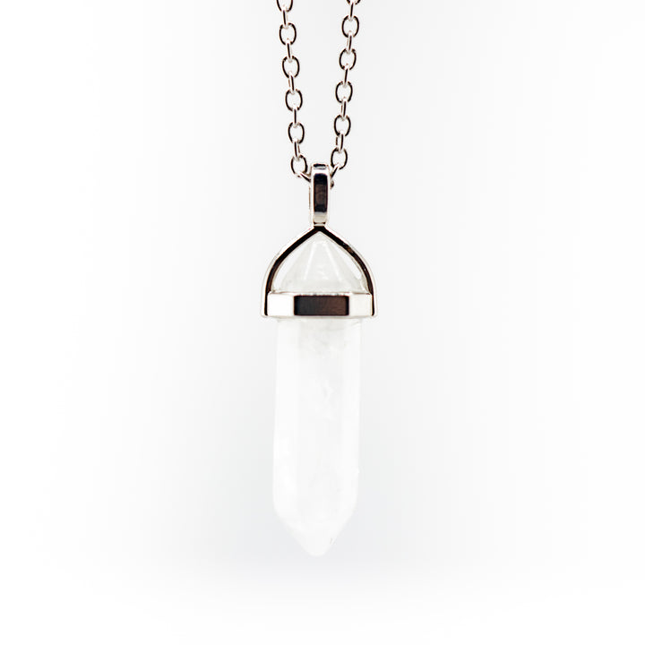 Clear Quartz Point Pendant Necklace - Handcrafted Crystal Jewelry