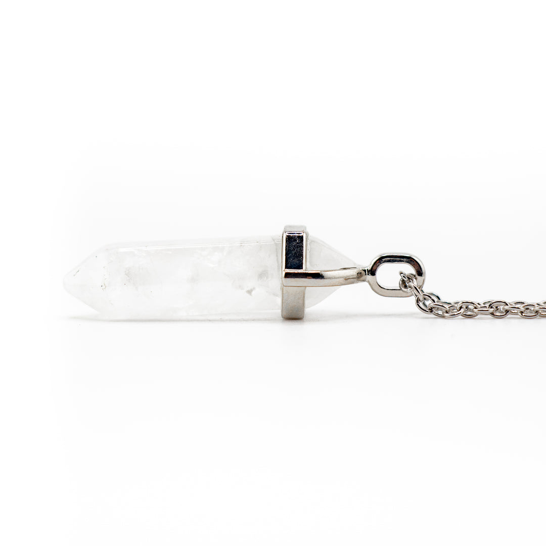 Clear Quartz Point Pendant Necklace - Handcrafted Crystal Jewelry