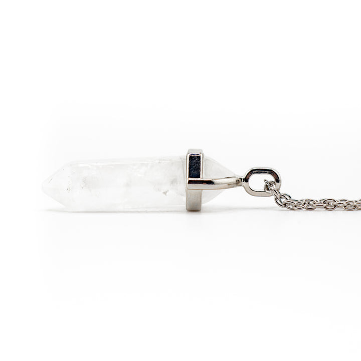 Clear Quartz Point Pendant Necklace - Handcrafted Crystal Jewelry