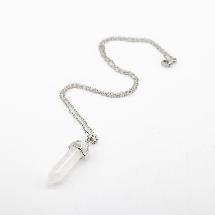 Clear Quartz Point Pendant Necklace - Handcrafted Crystal Jewelry