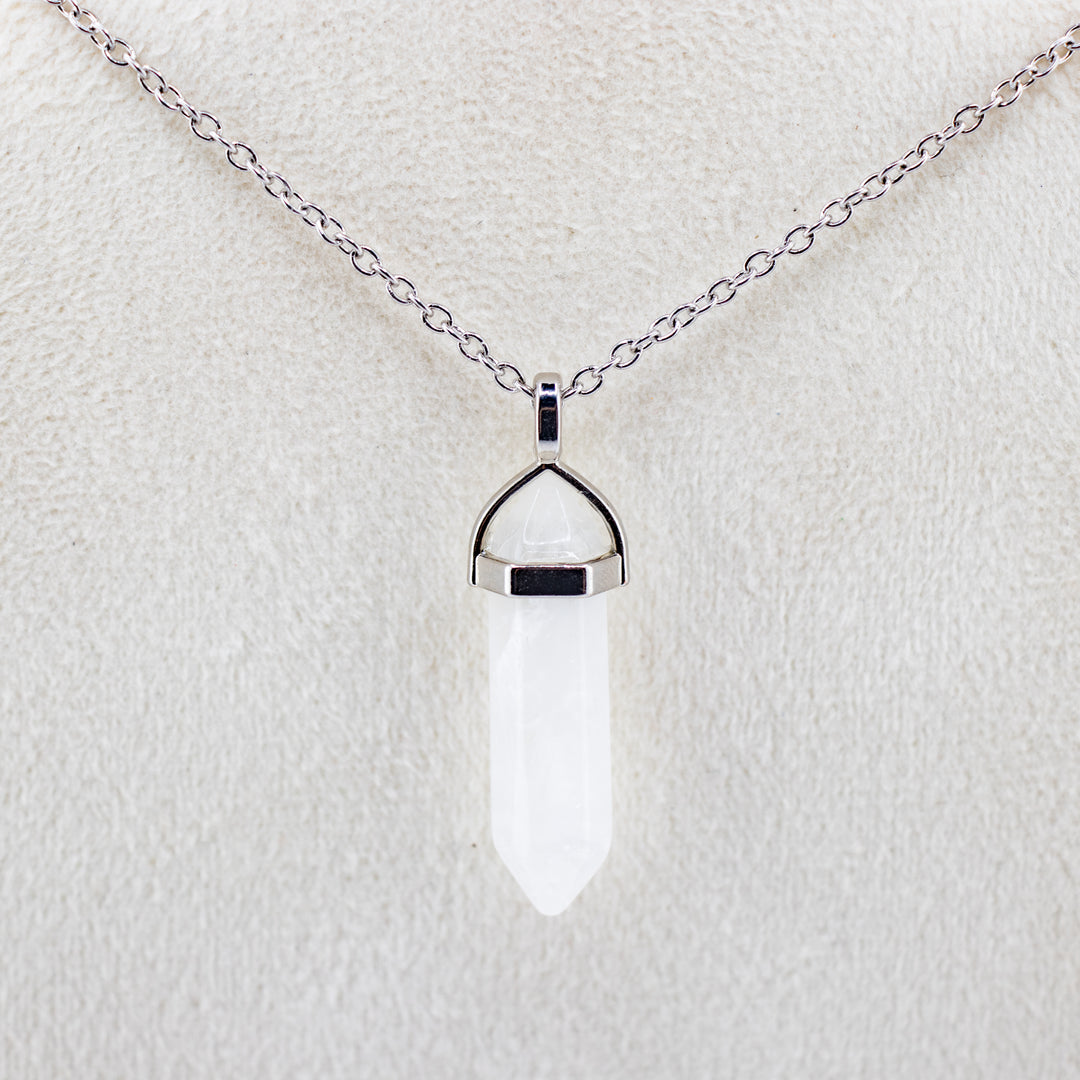 Clear Quartz Point Pendant Necklace - Handcrafted Crystal Jewelry