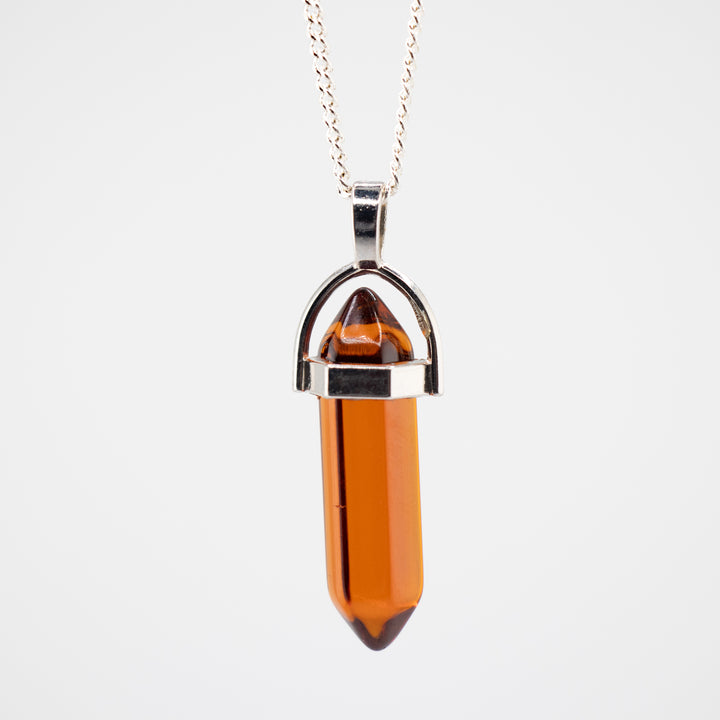 Collier pendentif en pointe de quartz fumé naturel fabriqué à la main