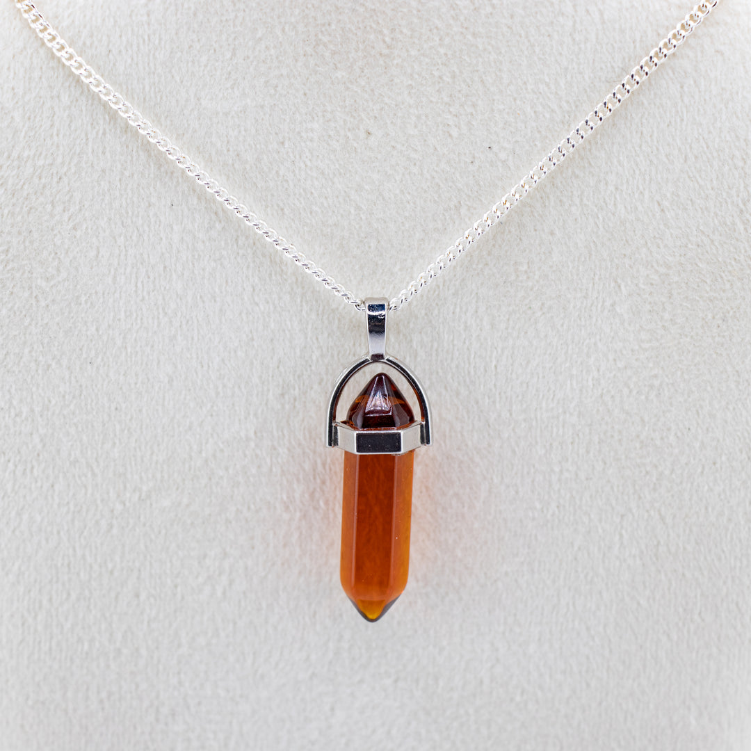 Collier pendentif en pointe de quartz fumé naturel fabriqué à la main