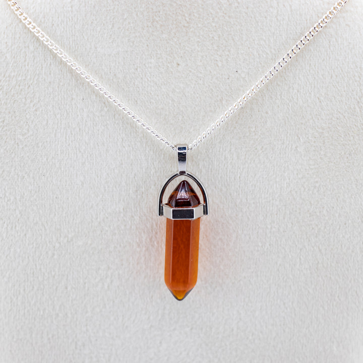 Collier pendentif en pointe de quartz fumé naturel fabriqué à la main