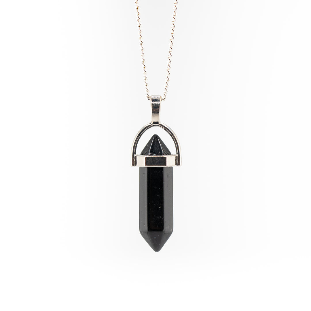 Collier pendentif en pointe d'obsidienne naturelle fabriqué à la main