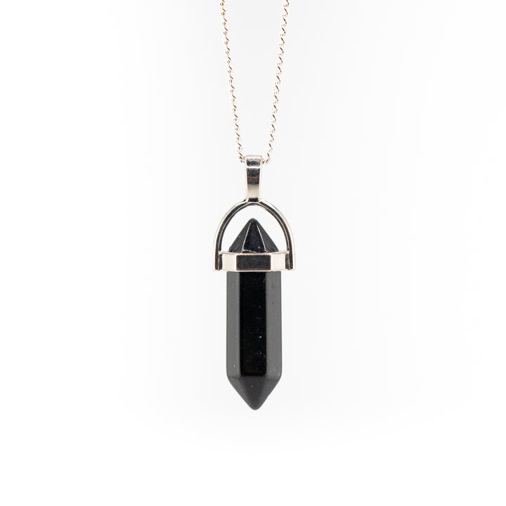 Collier pendentif en pointe d'obsidienne naturelle fabriqué à la main