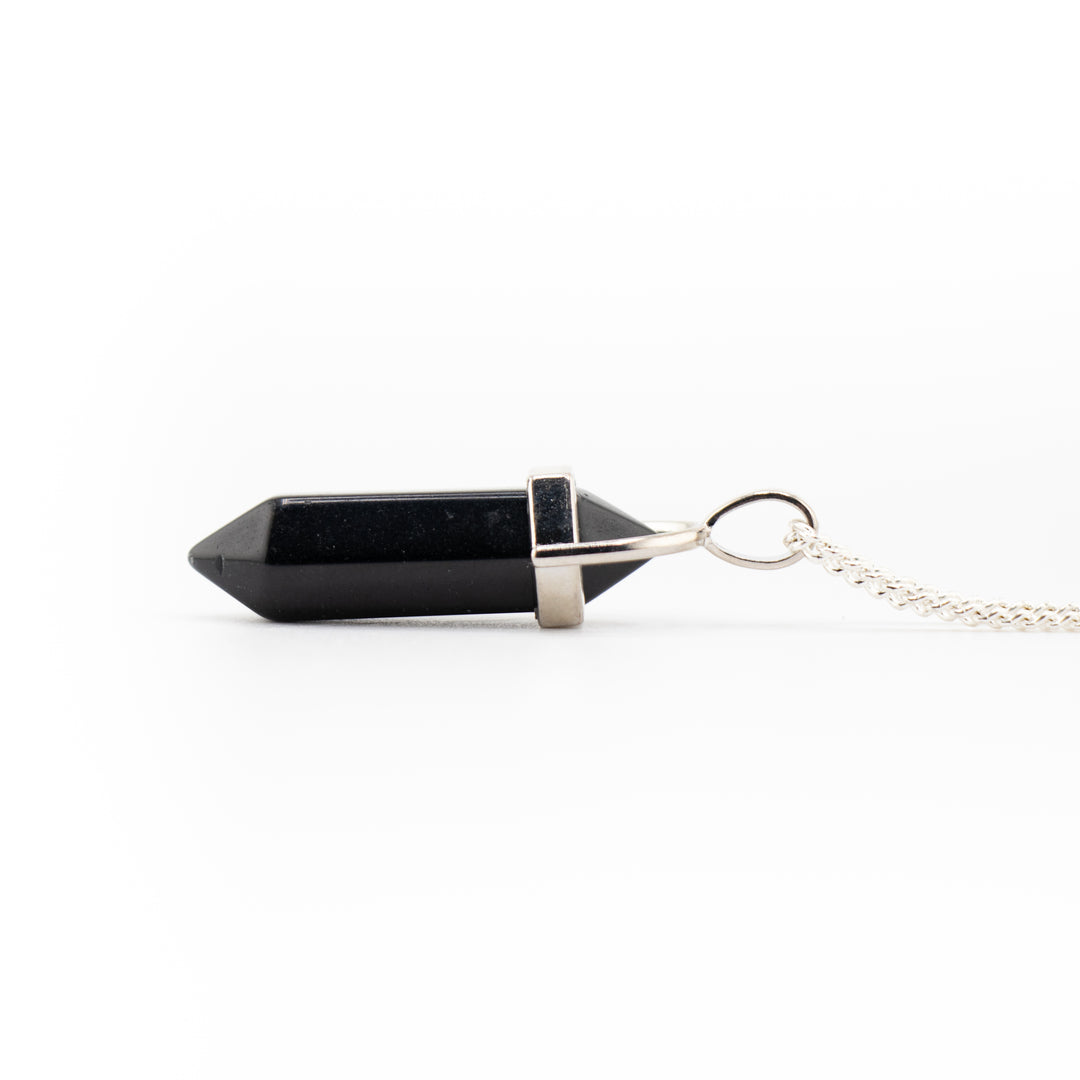 Collier pendentif en pointe d'obsidienne naturelle fabriqué à la main