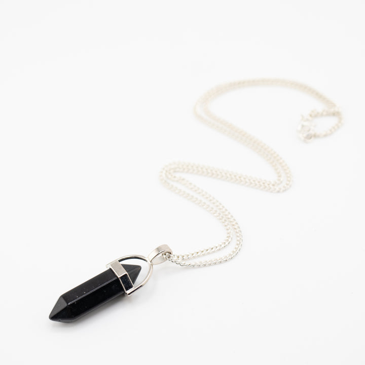 Collier pendentif en pointe d'obsidienne naturelle fabriqué à la main