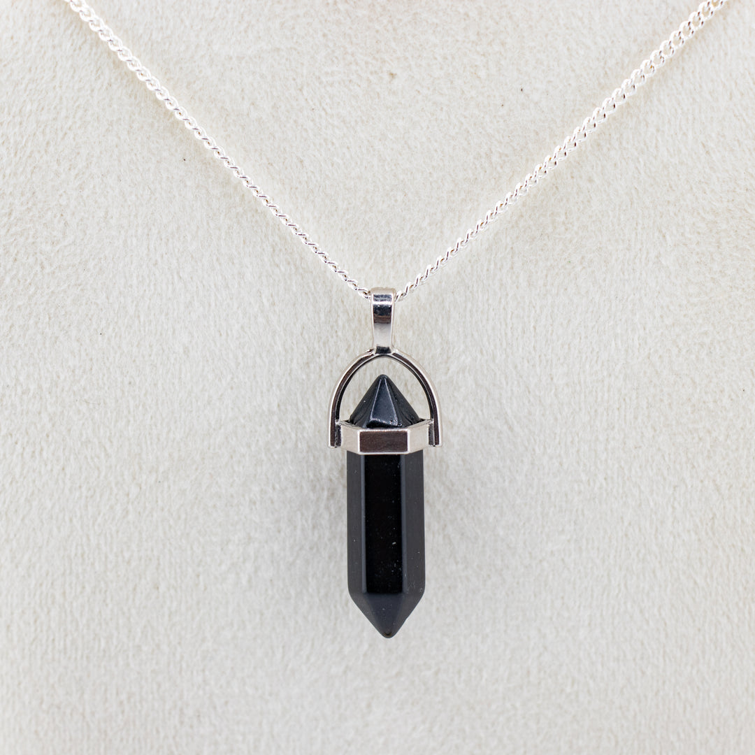 Collier pendentif en pointe d'obsidienne naturelle fabriqué à la main