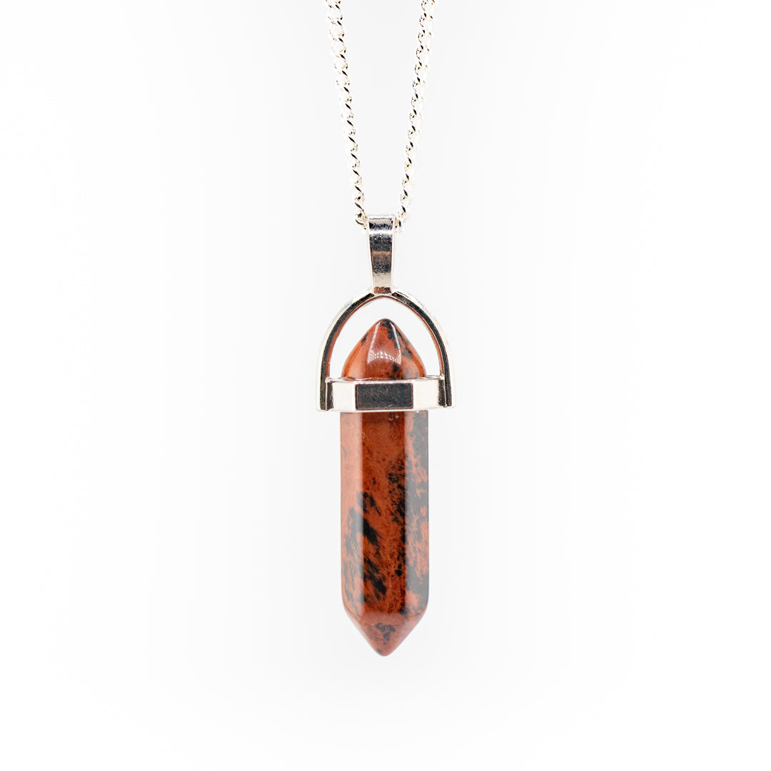 Mahogany Obsidian Point Pendant Necklace - Handcrafted Crystal Jewelry