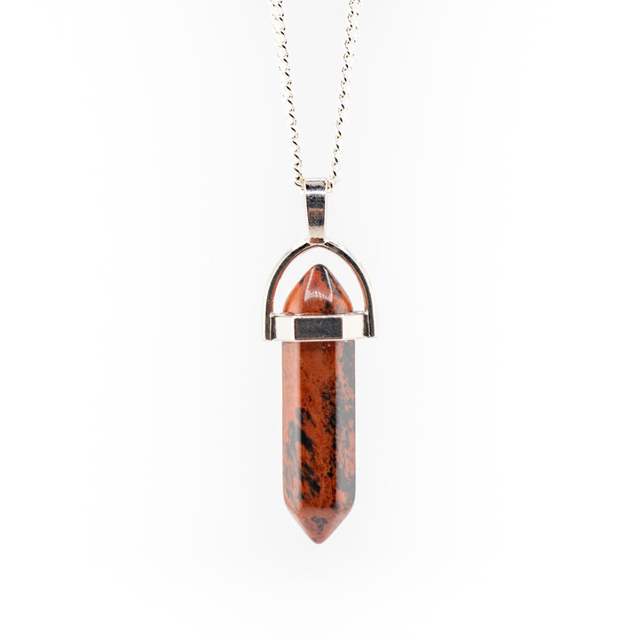 Mahogany Obsidian Point Pendant Necklace - Handcrafted Crystal Jewelry