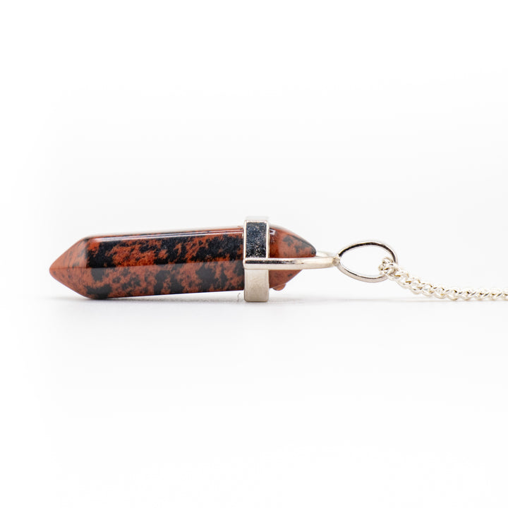 Mahogany Obsidian Point Pendant Necklace - Handcrafted Crystal Jewelry