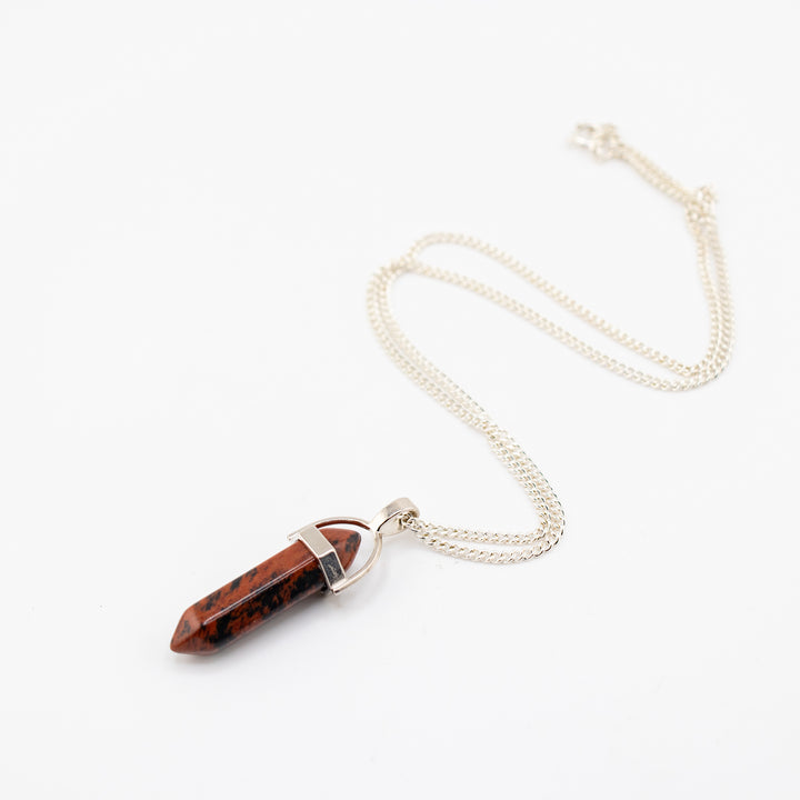 Mahogany Obsidian Point Pendant Necklace - Handcrafted Crystal Jewelry
