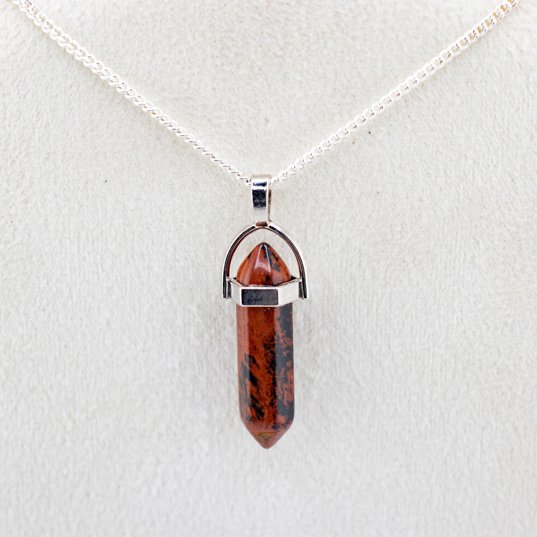 Mahogany Obsidian Point Pendant Necklace - Handcrafted Crystal Jewelry