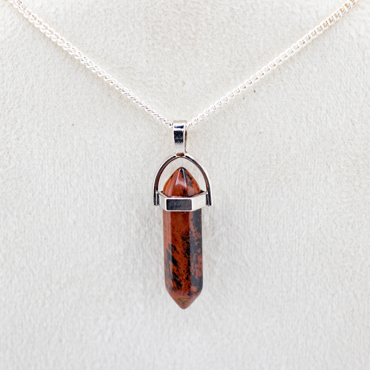 Mahogany Obsidian Point Pendant Necklace - Handcrafted Crystal Jewelry