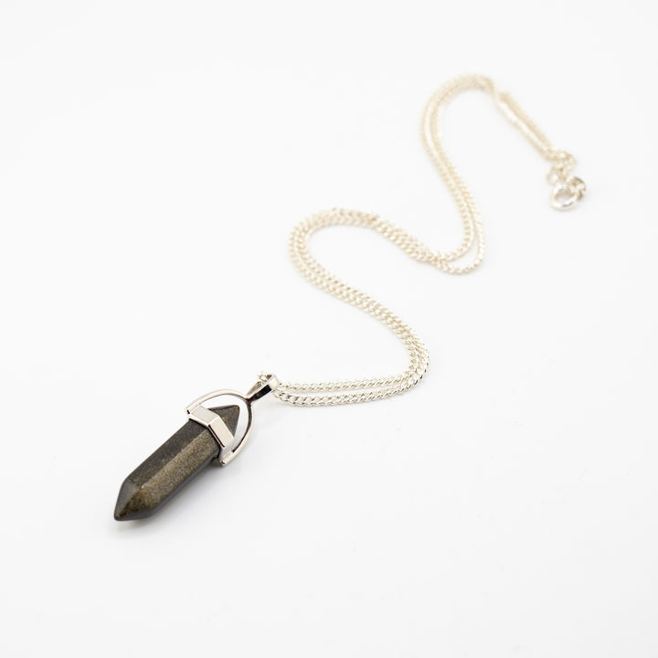 Collar con colgante de punta de obsidiana con brillo dorado natural hecho a mano