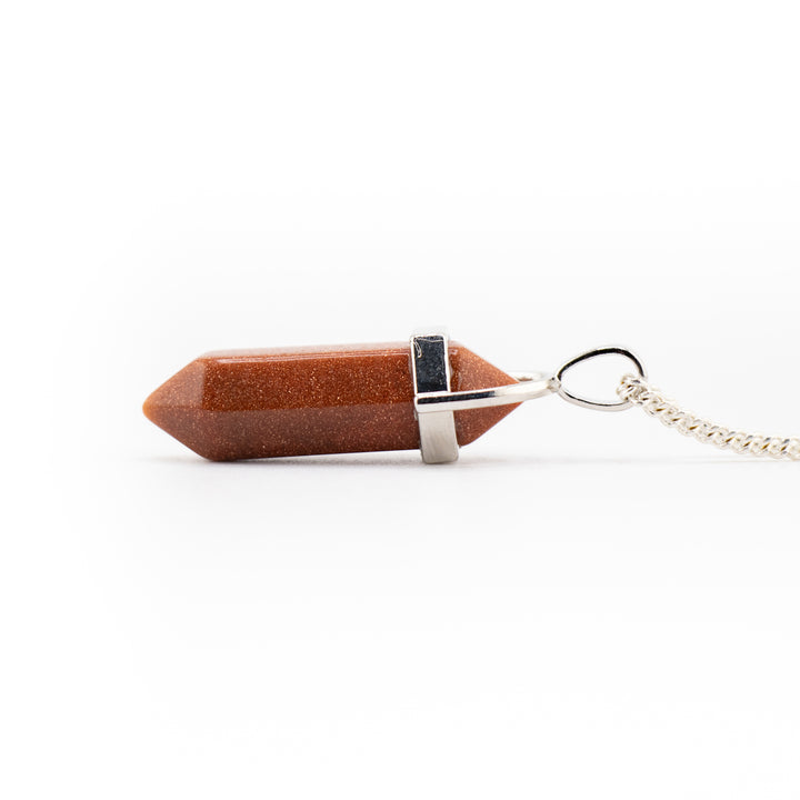 Red Gold Stone Point Pendant Necklace - Handcrafted Crystal Jewelry