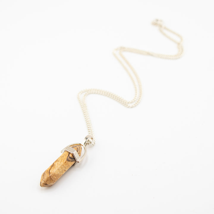 Handcrafted Natural Picture Jasper Point Pendant Necklace