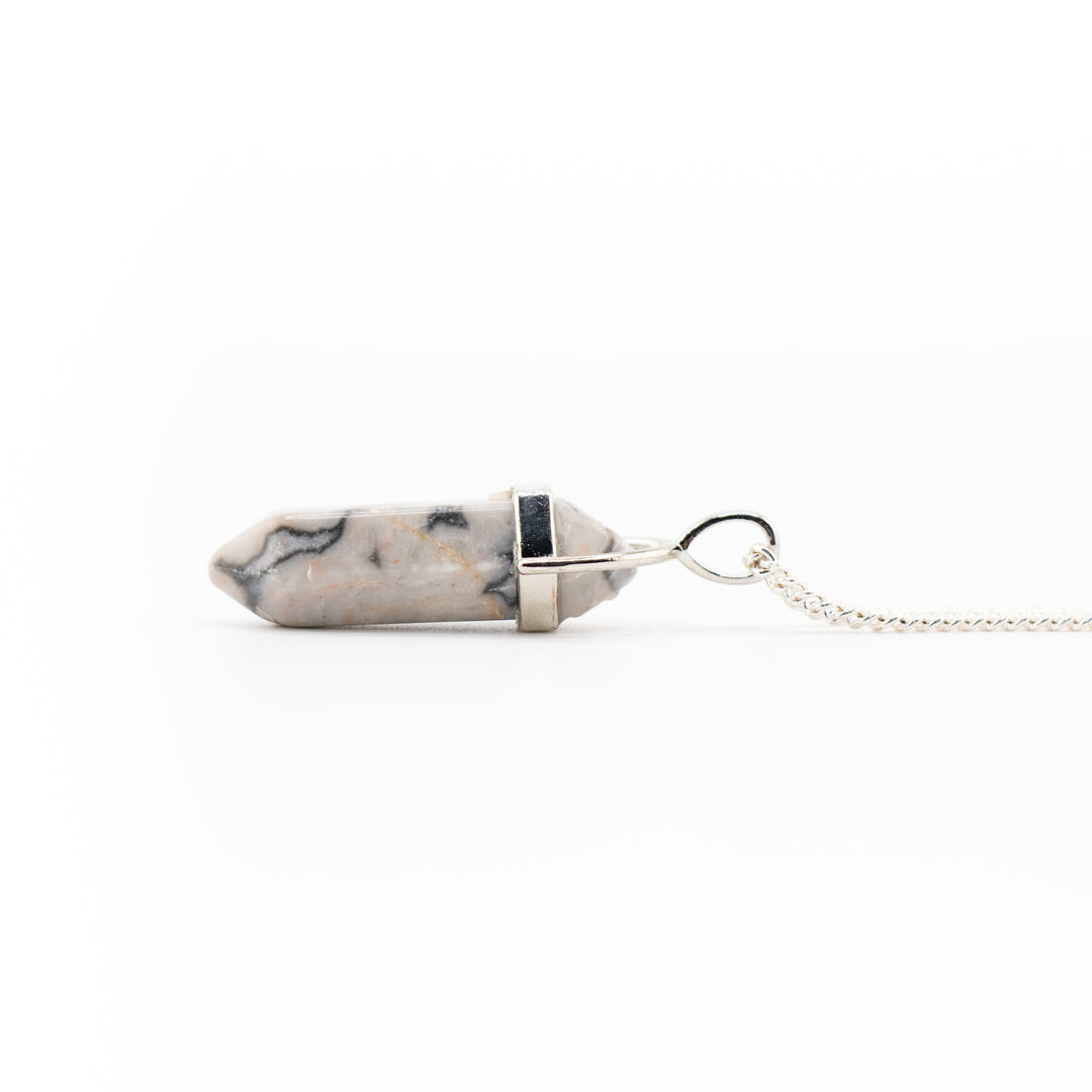 Picasso Jasper Point Pendant Necklace - Handcrafted Crystal Jewelry