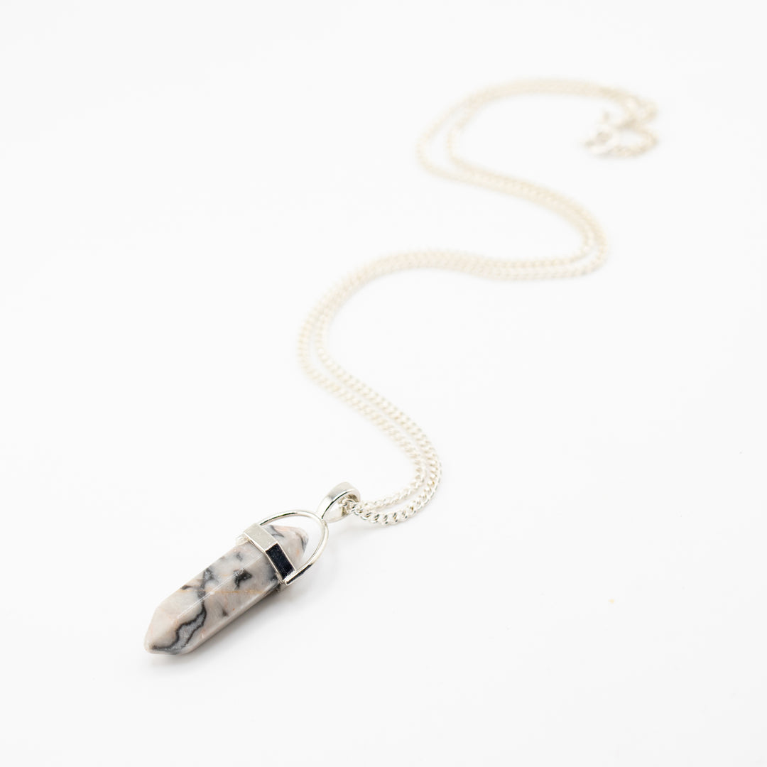 Picasso Jasper Point Pendant Necklace - Handcrafted Crystal Jewelry