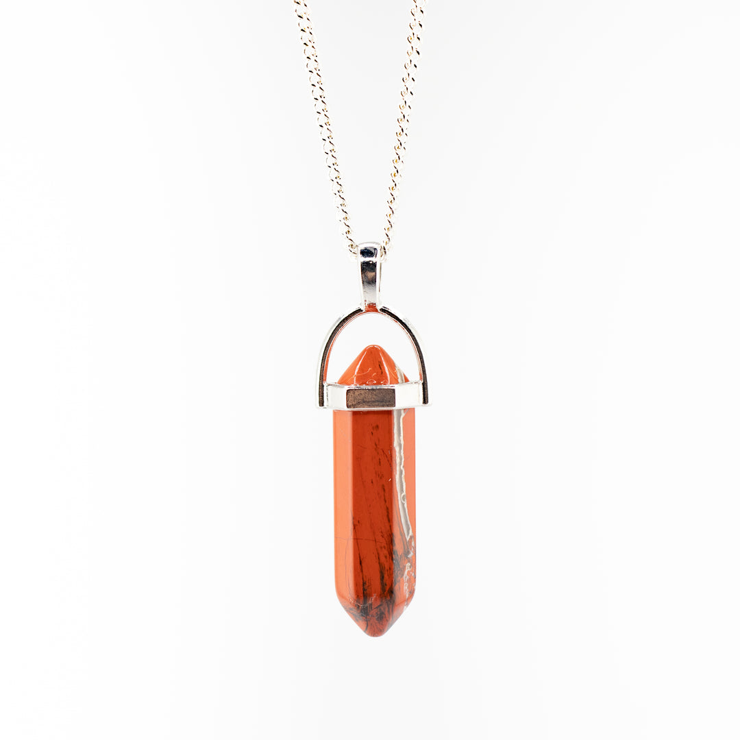 Red Jasper Point Pendant Necklace - Handcrafted Crystal Jewelry