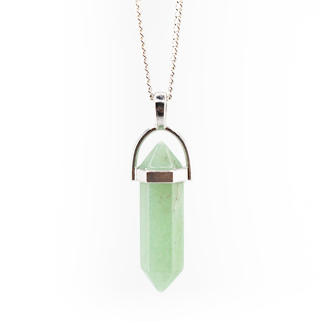 Green Aventurine Point Pendant Necklace - Handcrafted Crystal Jewelry