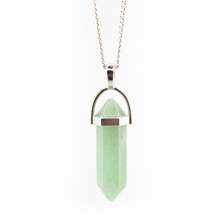 Green Aventurine Point Pendant Necklace - Handcrafted Crystal Jewelry