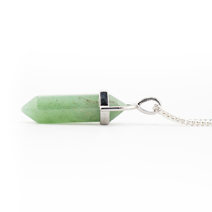 Green Aventurine Point Pendant Necklace - Handcrafted Crystal Jewelry