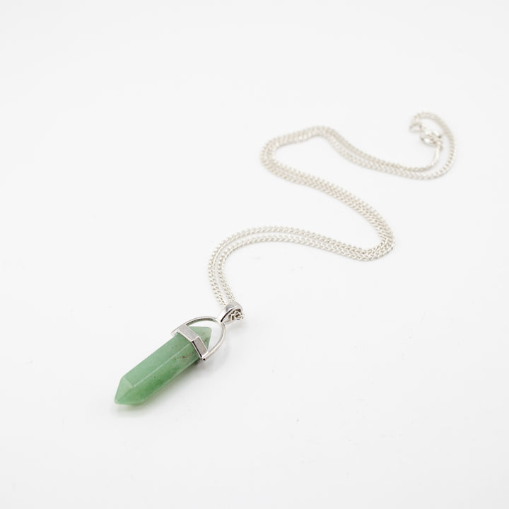 Green Aventurine Point Pendant Necklace - Handcrafted Crystal Jewelry