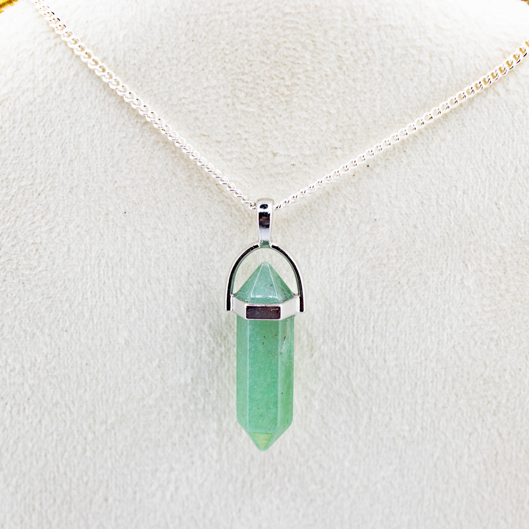 Green Aventurine Point Pendant Necklace - Handcrafted Crystal Jewelry