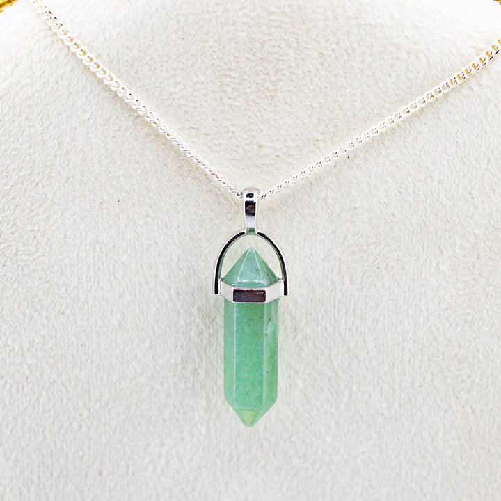 Green Aventurine Point Pendant Necklace - Handcrafted Crystal Jewelry
