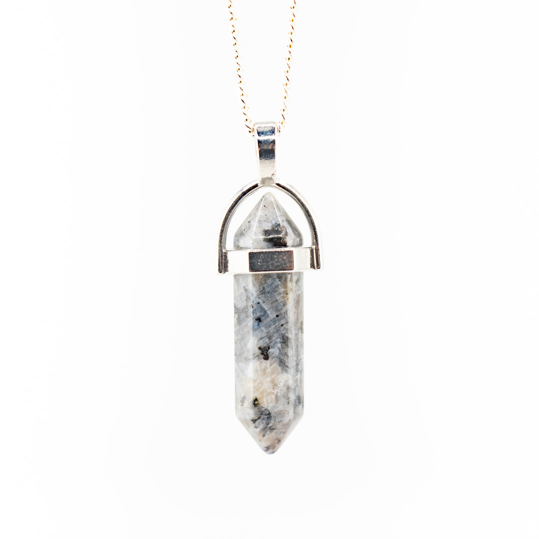 Larvikite Point Pendant Necklace - Handcrafted Crystal Jewelry