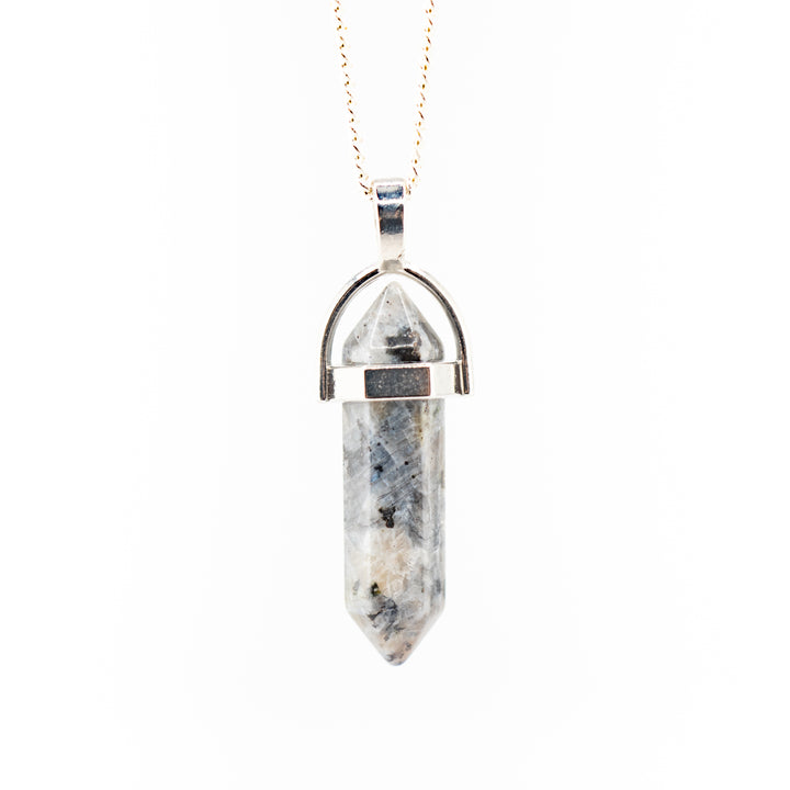 Larvikite Point Pendant Necklace - Handcrafted Crystal Jewelry