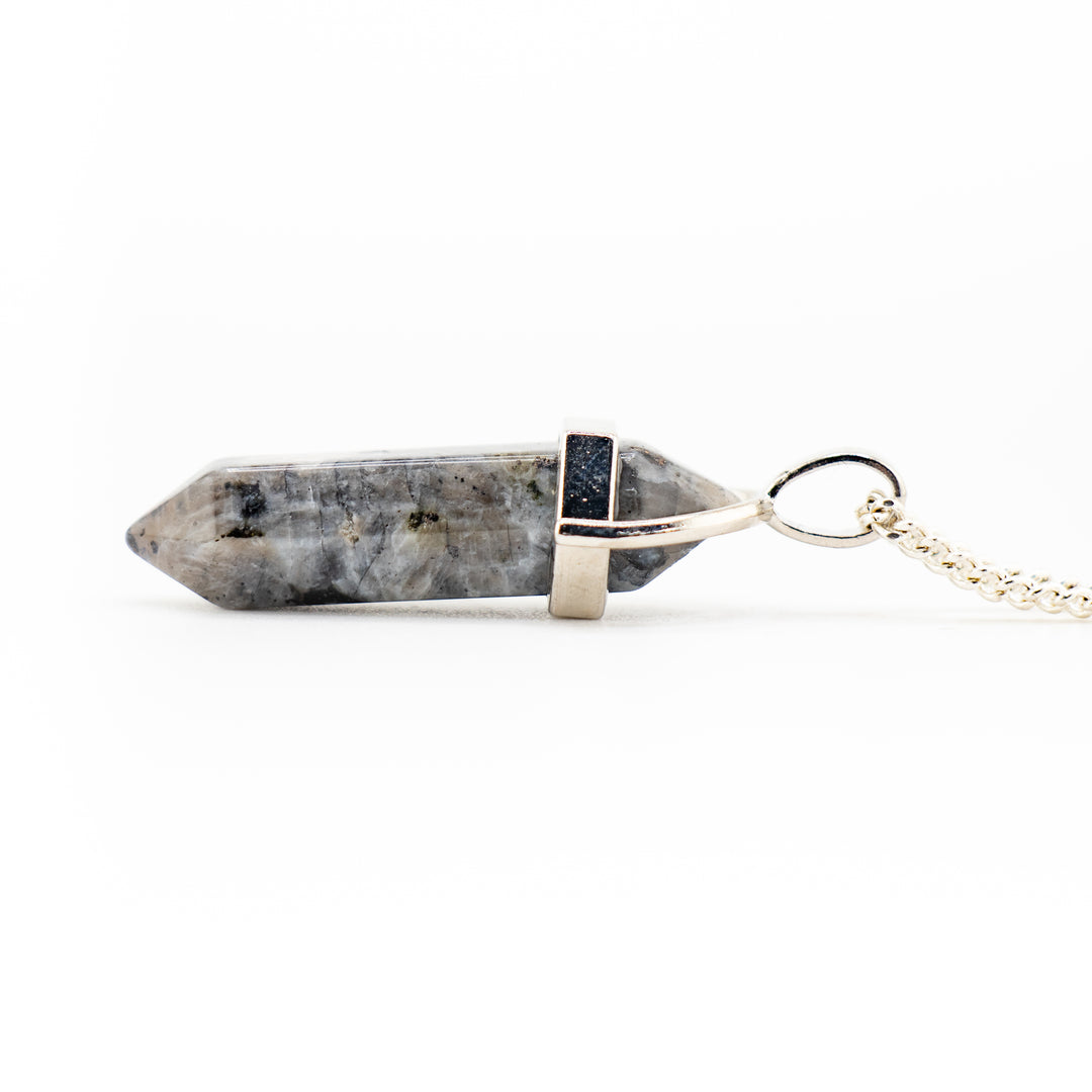 Larvikite Point Pendant Necklace - Handcrafted Crystal Jewelry