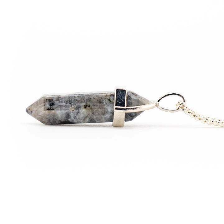 Larvikite Point Pendant Necklace - Handcrafted Crystal Jewelry