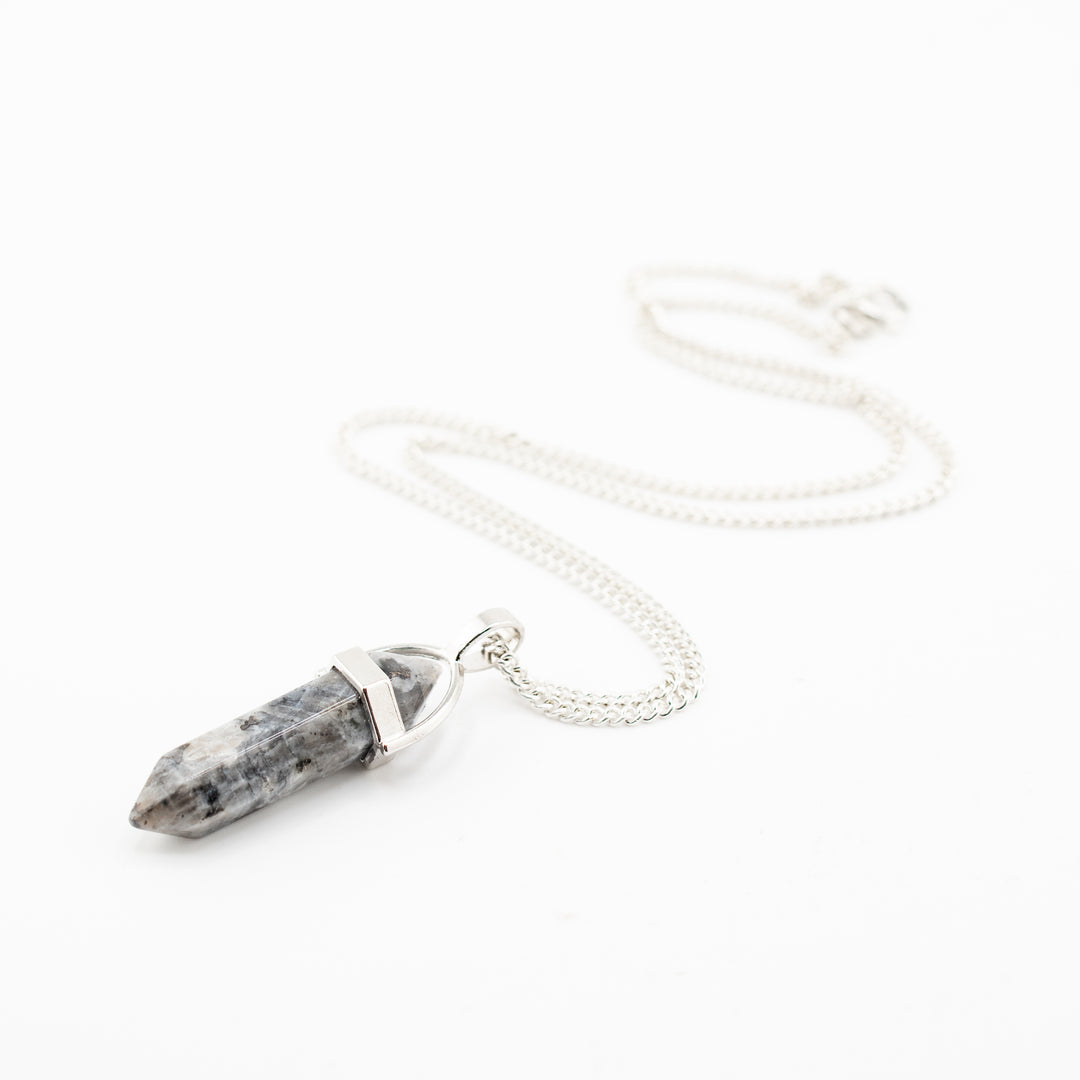 Larvikite Point Pendant Necklace - Handcrafted Crystal Jewelry